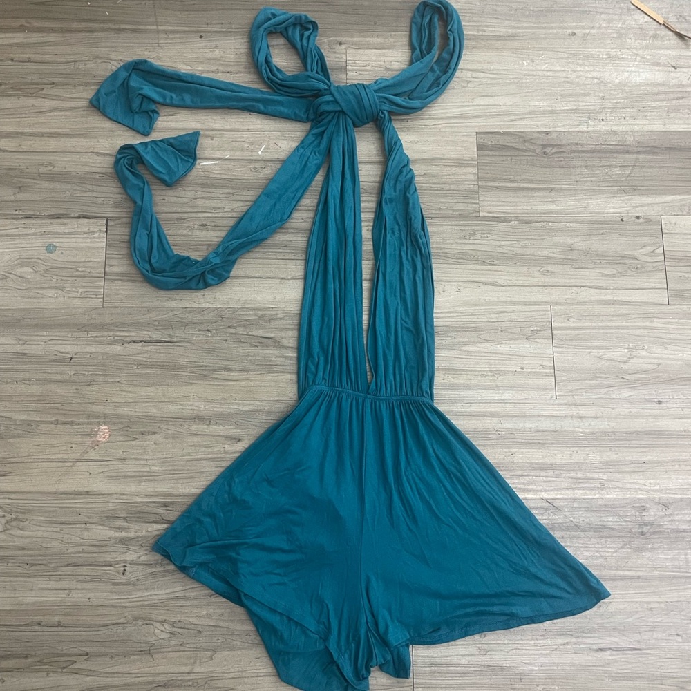 Blue Blush Halter Romper